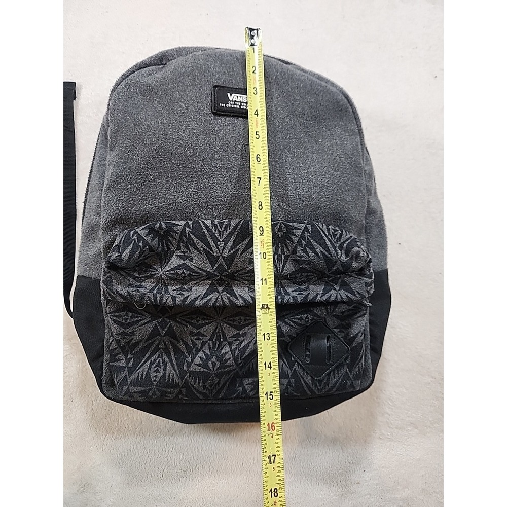 Vans Skater Off The Wall Backpack Gray And Black With Geometric Pocket Design - Picture 7 of 9